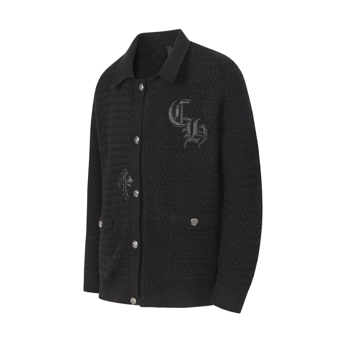 Gothic Cross Knit Cardigan - Black Grey Streetwear Jacket 904
